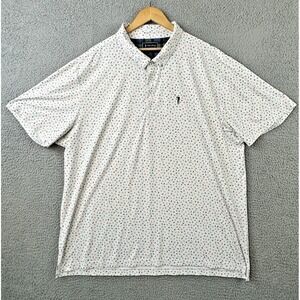 William Murray Golf Polo Shirt Men 3XL White All Over Golf Flag Print Caddyshack